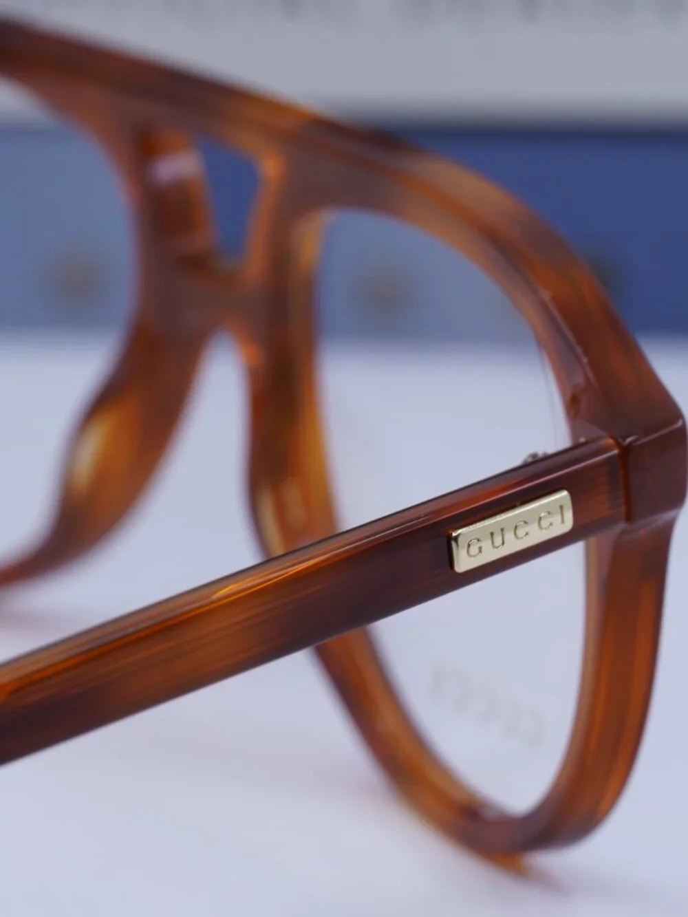 Gucci GG1320O 002 Aviator Eyeglasses – Blonde Havana 54mm